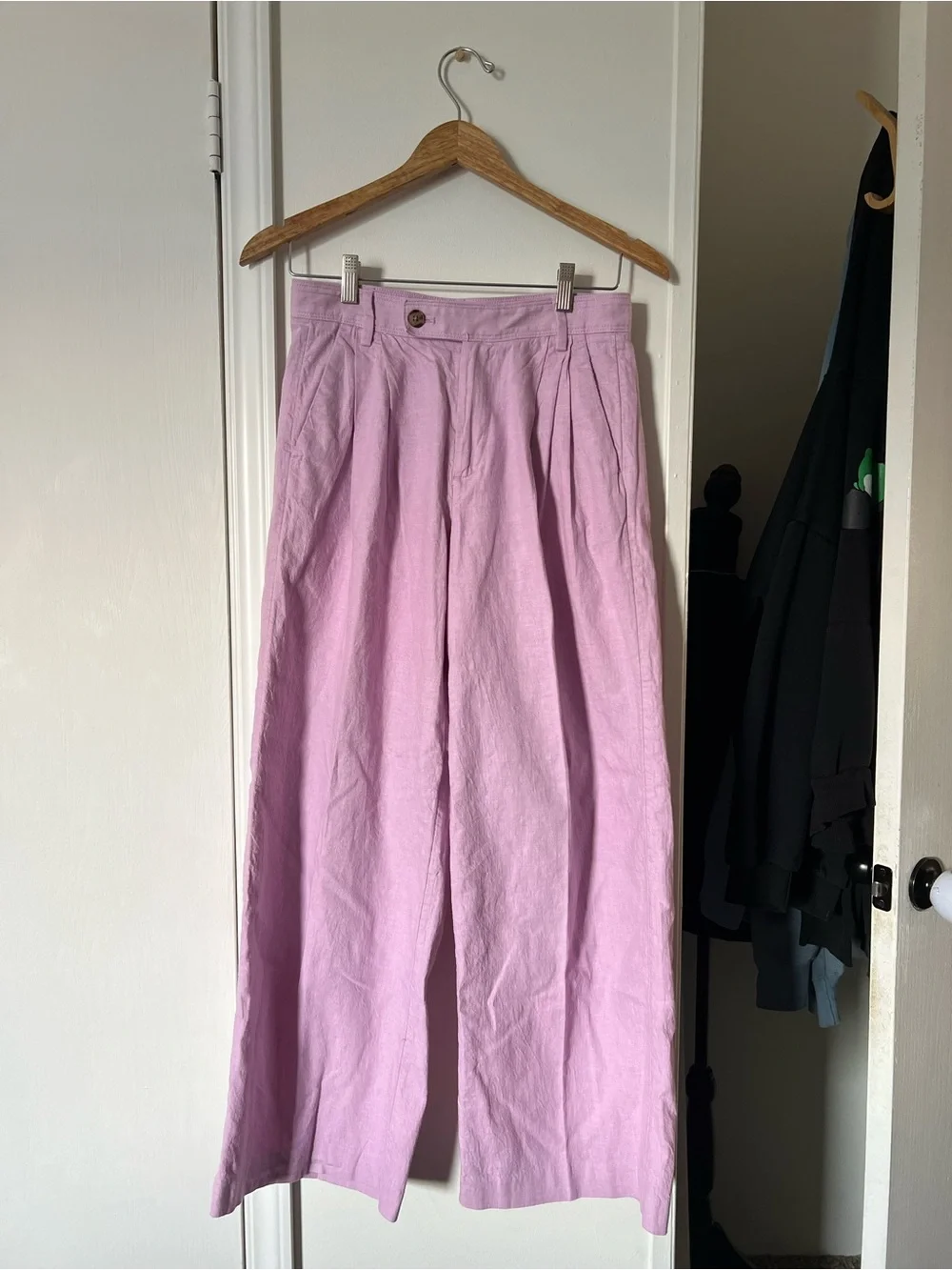 Banana Republic Linen Blend Wide Leg Pants Size 4 Lilac High Rise